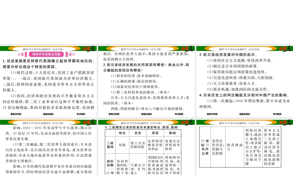 （河北专版）中考历史总复习 教材知识考点速查 模块四 世界现代史 第二十一讲 主要资本主义国家的发展变化课件-人教版初中九年级全册历史课件