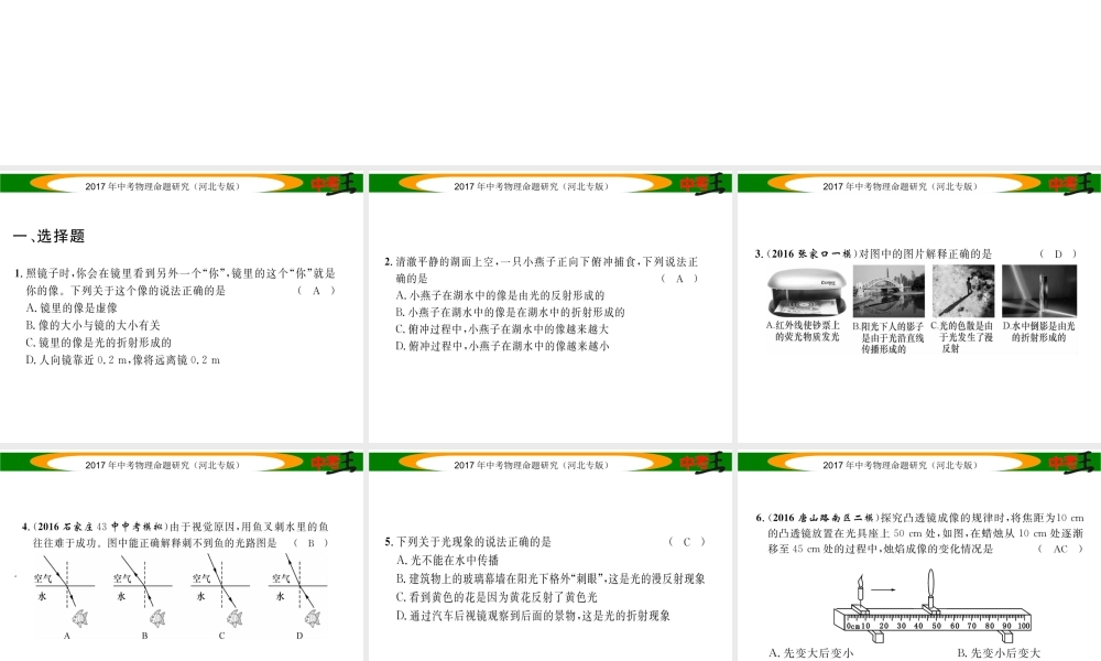 （河北专版）中考物理总复习 光学综合测试卷课件-人教版初中九年级全册物理课件