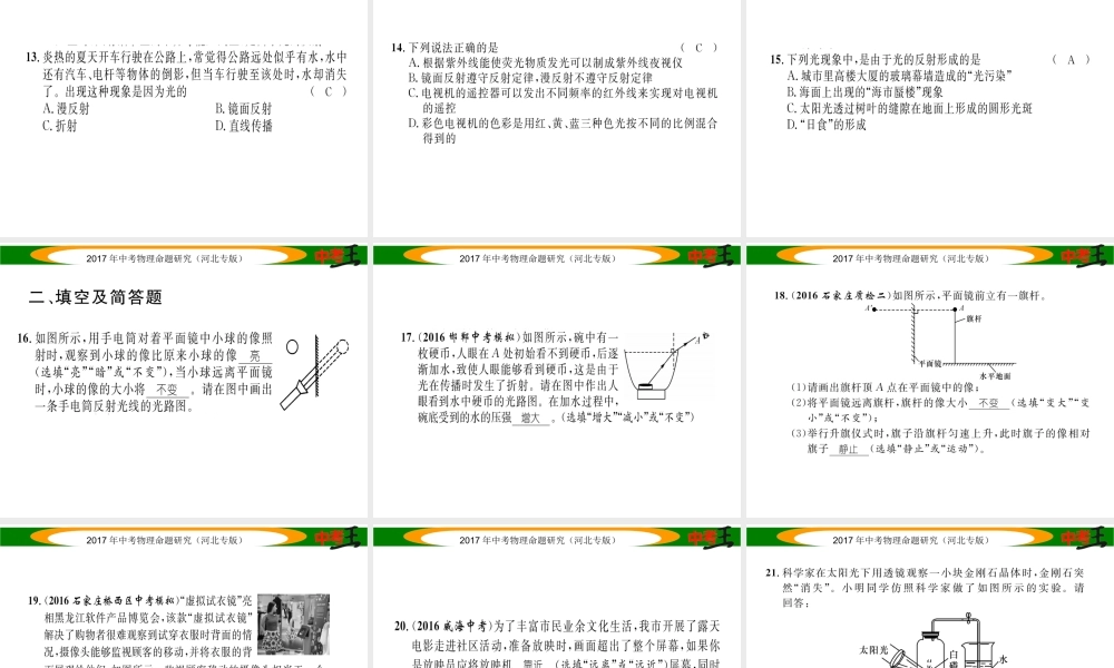 （河北专版）中考物理总复习 光学综合测试卷课件-人教版初中九年级全册物理课件