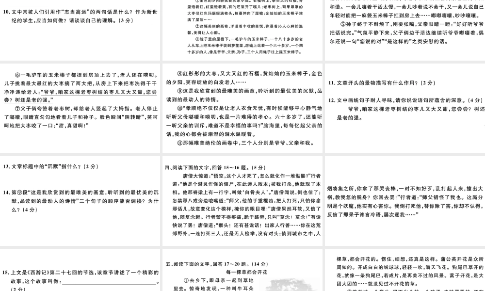 （河北专版）秋七年级语文上册 期末检测卷A课件 新人教版-新人教版初中七年级上册语文课件