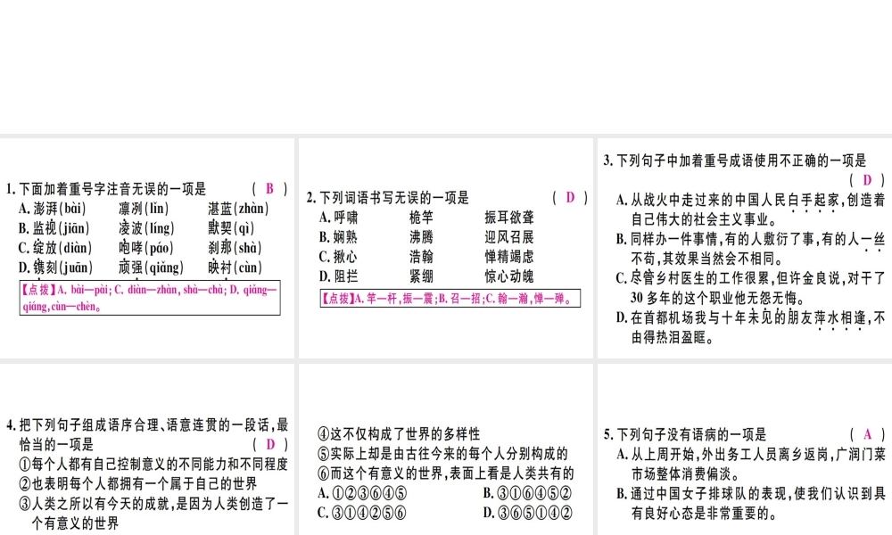 （河北专用）八年级语文上册 第一单元 4 一着惊海天——目击我国航母舰载战斗机首架次成功着舰习题课件 新人教版-新人教版初中八年级上册语文课件