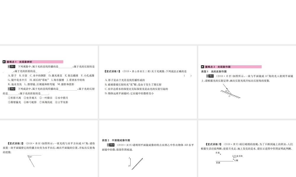 （河北专版）秋中考物理总复习 第2讲 光现象课件-人教版初中九年级全册物理课件