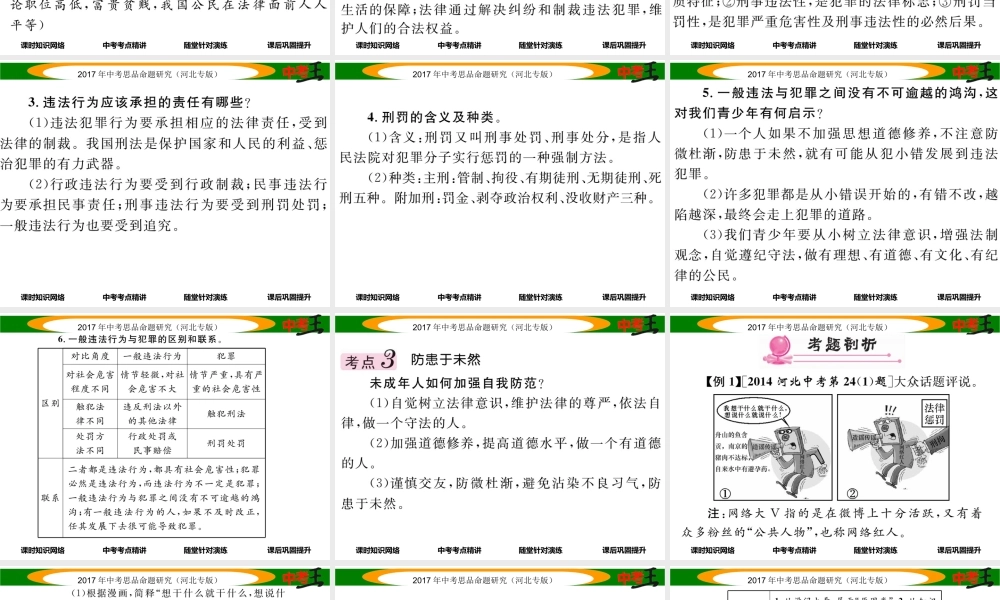 （河北专版）中考政治总复习 考点梳理 第3课时 感受法律的尊严（八下 第七课）课件-人教版初中九年级全册政治课件
