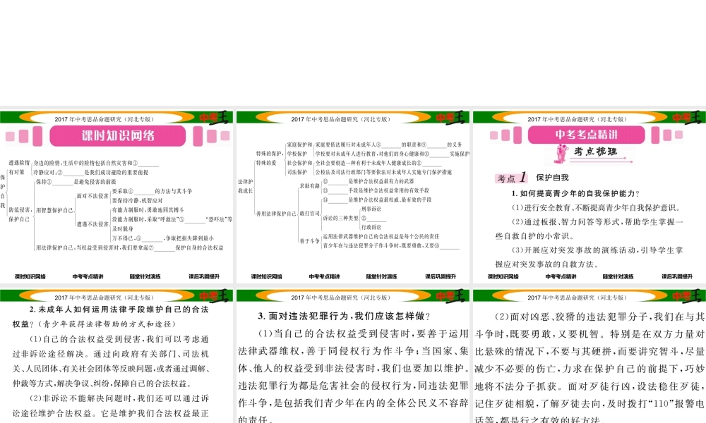 （河北专版）中考政治总复习 考点梳理 第4课时 保护自我 法律护我成长（八上 第九课、下册第八课）课件-人教版初中九年级下册政治课件