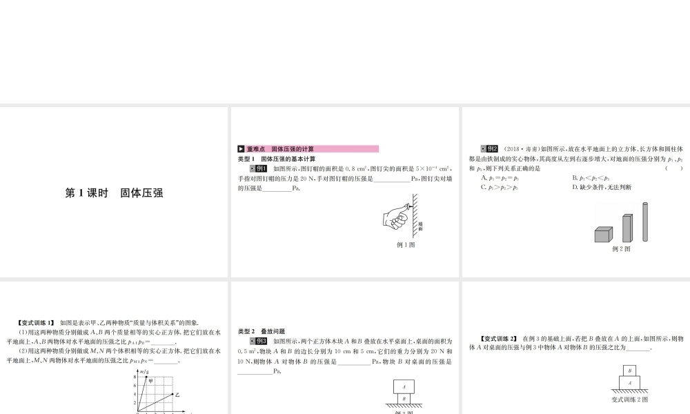 （河北专版）秋中考物理总复习 第10讲 压强课件-人教版初中九年级全册物理课件