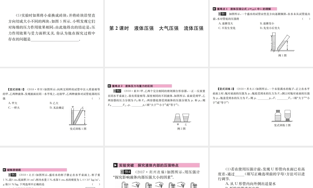 （河北专版）秋中考物理总复习 第10讲 压强课件-人教版初中九年级全册物理课件