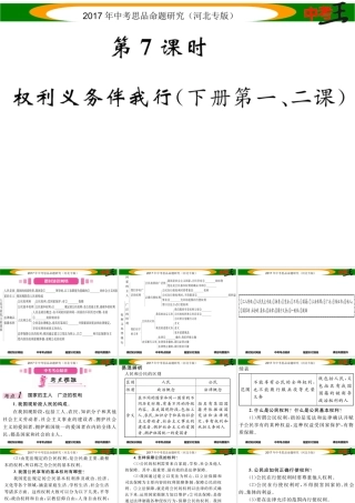 （河北专版）中考政治总复习 考点梳理 第7课时 权利义务伴我行（八下第一、二课）课件-人教版初中九年级全册政治课件