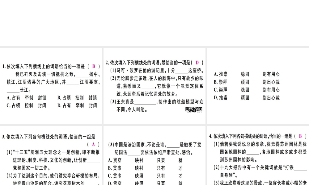 （河北专用）八年级语文上册 专题三 词语（成语）的理解与运用习题课件 新人教版-新人教版初中八年级上册语文课件