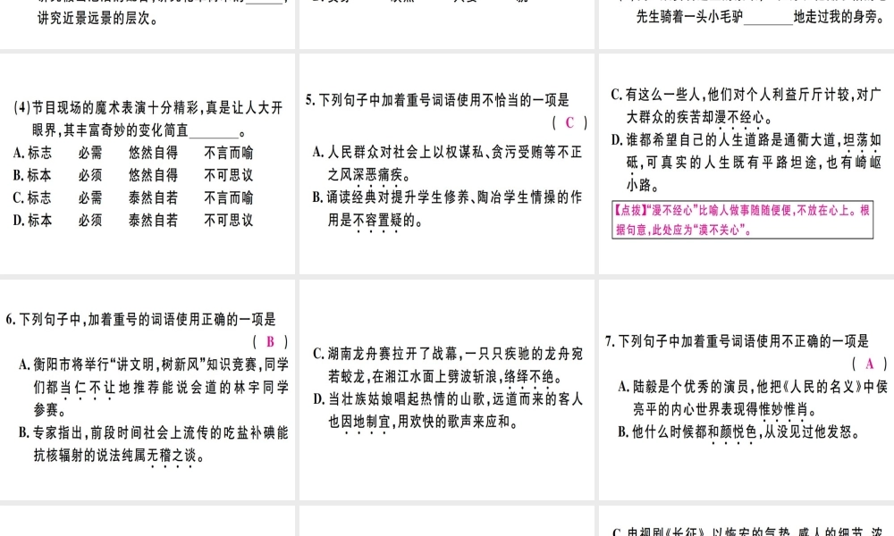 （河北专用）八年级语文上册 专题三 词语（成语）的理解与运用习题课件 新人教版-新人教版初中八年级上册语文课件