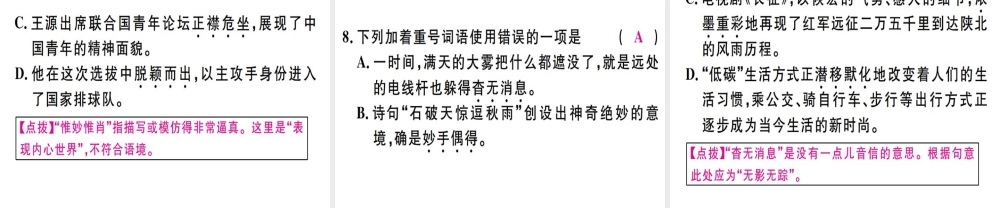 （河北专用）八年级语文上册 专题三 词语（成语）的理解与运用习题课件 新人教版-新人教版初中八年级上册语文课件