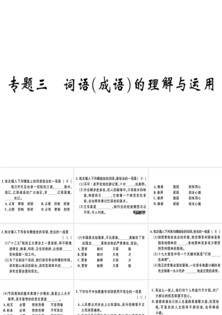 （河北专用）八年级语文上册 专题三 词语（成语）的理解与运用习题课件 新人教版-新人教版初中八年级上册语文课件