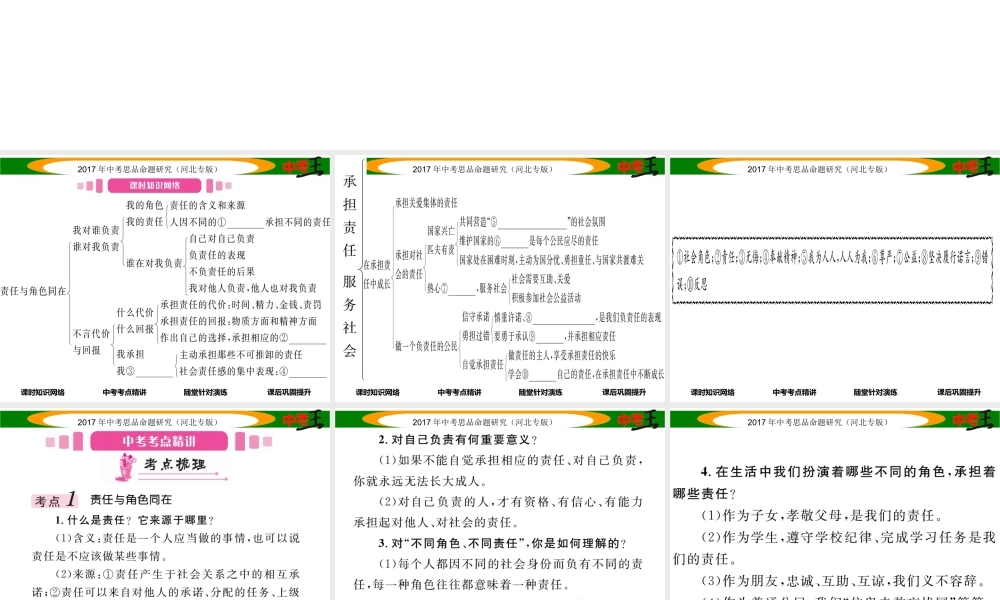 （河北专版）中考政治总复习 考点梳理 第11课时 承担责任 服务社会（第一、二课）课件-人教版初中九年级全册政治课件