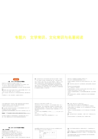 （河北专版）中考语文总复习 第一部分 基础知识积累与运用 专题六 文学常识、文化常识与名著阅读（试题部分）课件-人教版初中九年级全册语文课件