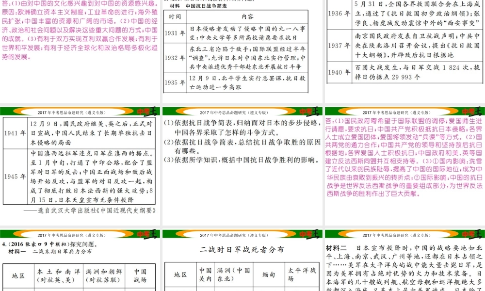 （河北专版）中考历史总复习 热点专题速查 专题一 近代以来列强对中国的侵略课件-人教版初中九年级全册历史课件