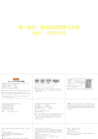 （河北专版）中考语文总复习 第一部分 基础知识积累与运用 专题一 识字与写字（试题部分）课件-人教版初中九年级全册语文课件