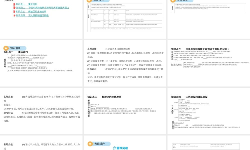 （河北专版）中考历史总复习 主题七 解放战争课件-人教版初中九年级全册历史课件