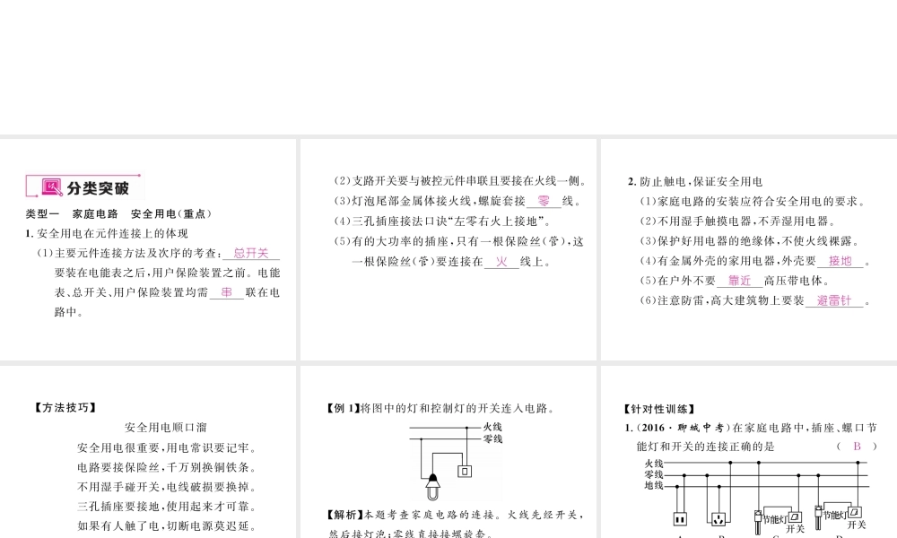 （黔西南地区）秋九年级物理全册 第19章 生活用电重难点、易错点突破方法技巧课件 （新版）新人教版-（新版）新人教版初中九年级全册物理课件