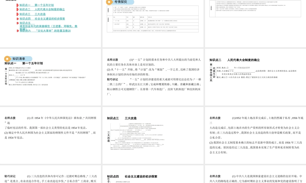 （河北专版）中考历史总复习 主题十 社会主义制度的建立与社会主义建设的探索课件-人教版初中九年级全册历史课件