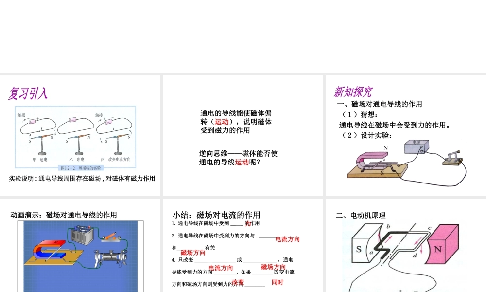 （黔西南地区）秋九年级物理全册 第20章 电与磁 第4节 电动机教学课件 （新版）新人教版-（新版）新人教版初中九年级全册物理课件