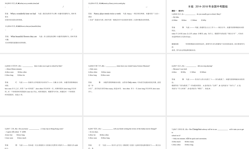 （河北专用）中考英语复习 专题十 简单句（试卷部分）课件-人教版初中九年级全册英语课件