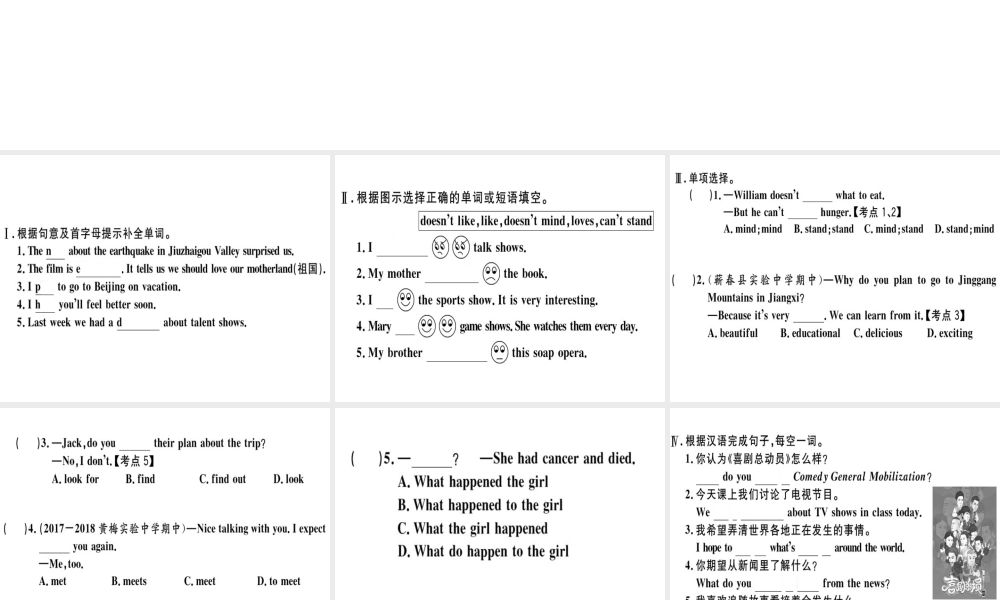 （黄冈专用）秋八年级英语上册 Unit 5 Do you want to watch a game show（第1课时）课件 （新版）人教新目标版-（新版）人教新目标版初中八年级上册英语课件