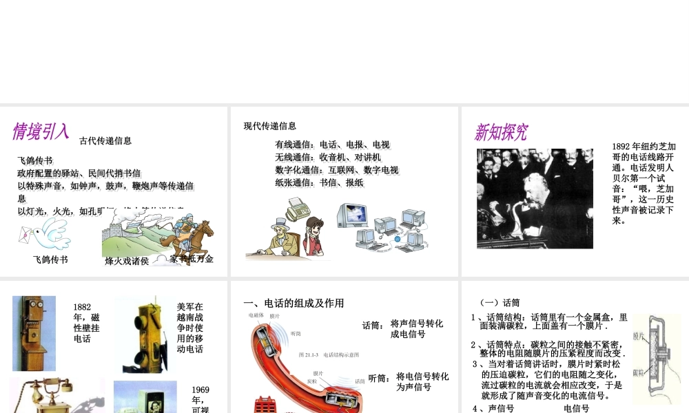 （黔西南地区）秋九年级物理全册 第21章 信息的传递 第1节 现代顺风耳—电话课件 （新版）新人教版-（新版）新人教版初中九年级全册物理课件