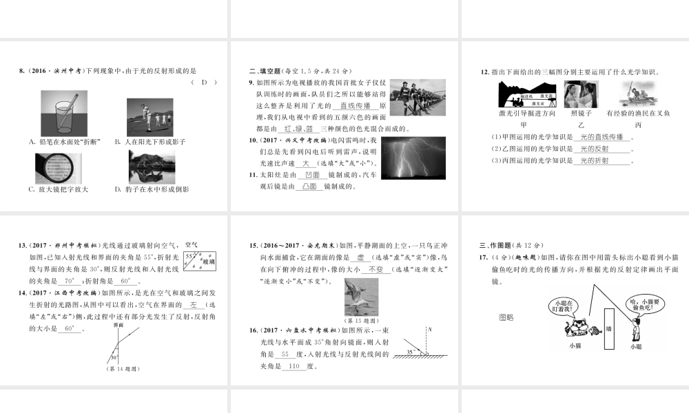 （黔西南地区）八年级物理上册 4 光现象达标测试卷课件 （新版）新人教版-（新版）新人教版初中八年级上册物理课件