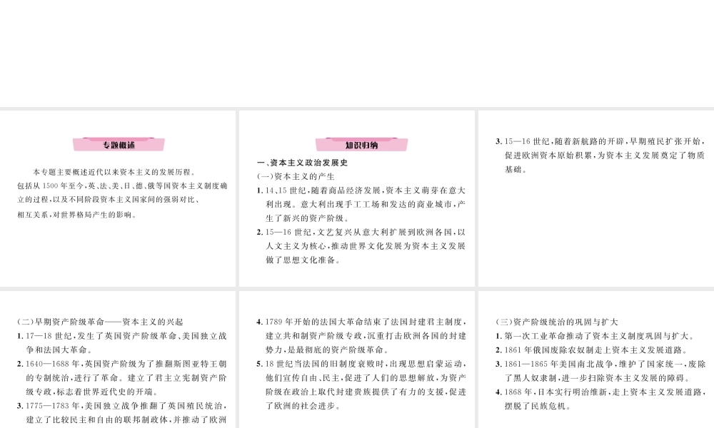 （河北专版）中考历史总复习 专题7 世界资本主义政治、经济发展史课件-人教版初中九年级全册历史课件