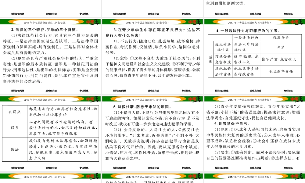 （河北专版）中考政治总复习 知识模块突破（二）学法知法 依法自护课件-人教版初中九年级全册政治课件