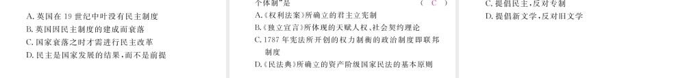 （河北专版）中考历史总复习 专题10 中外近现代政治民主化进程课件-人教版初中九年级全册历史课件