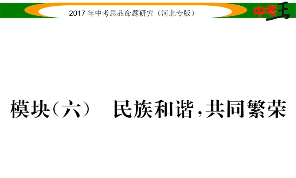 （河北专版）中考政治总复习 知识模块突破（六）民族和谐 共同繁荣课件-人教版初中九年级全册政治课件