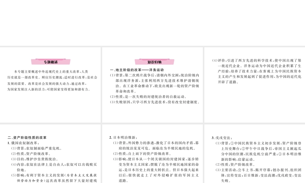 （河北专版）中考历史总复习 专题11 中外近现代的重大改革课件-人教版初中九年级全册历史课件