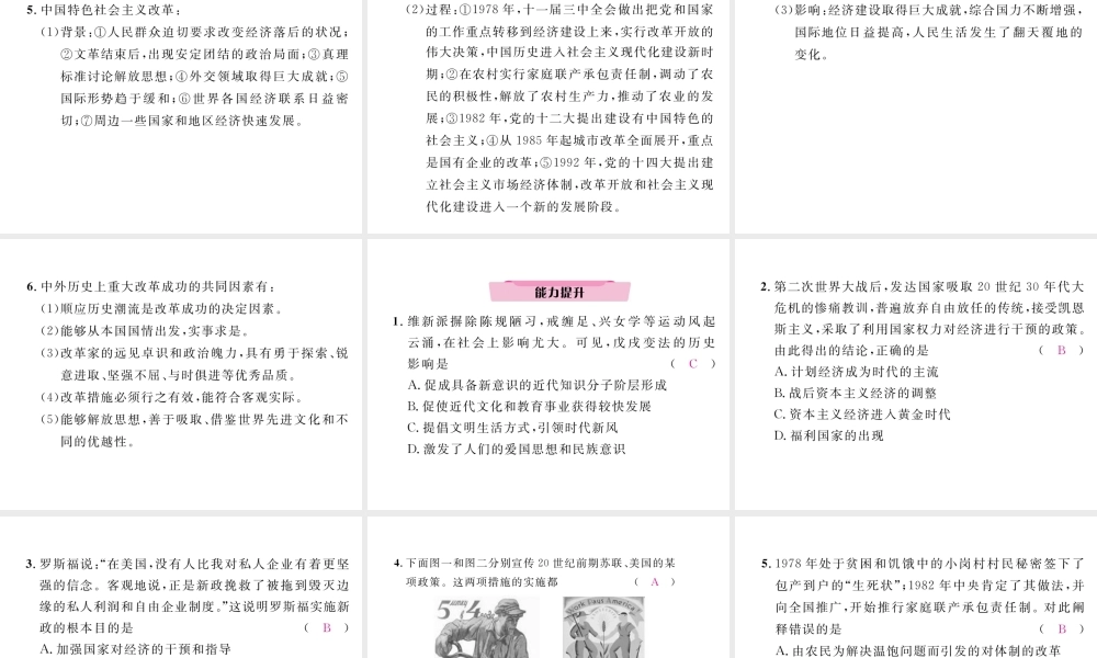 （河北专版）中考历史总复习 专题11 中外近现代的重大改革课件-人教版初中九年级全册历史课件