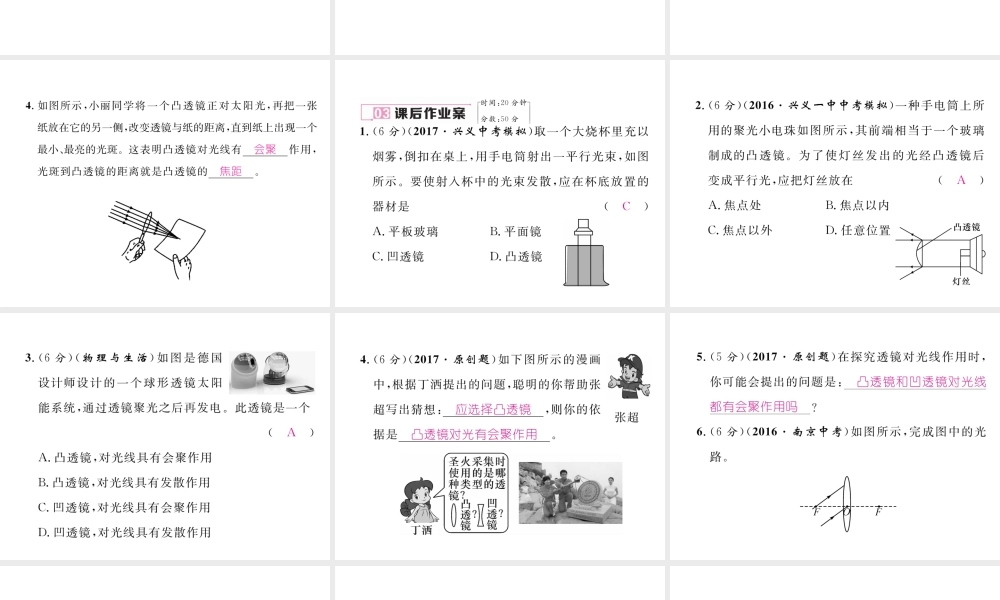 （黔西南地区）八年级物理上册 5.1 透镜作业课件 （新版）新人教版-（新版）新人教版初中八年级上册物理课件