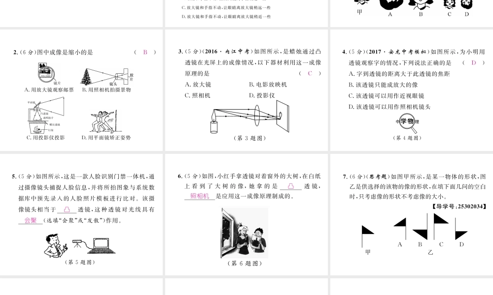 （黔西南地区）八年级物理上册 5.2 第2课时 放大镜作业课件 （新版）新人教版-（新版）新人教版初中八年级上册物理课件