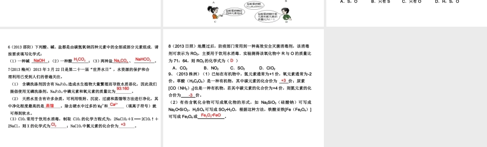 （高分突破 考前最后冲刺）2014届中考化学 考点3 化学式和化合价课件（中考导航+命题趋势+重难点突破）