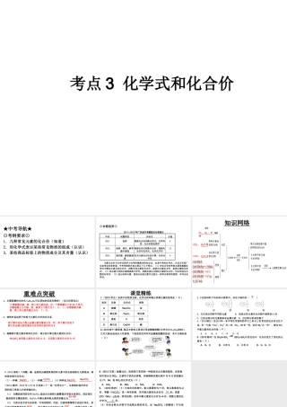 （高分突破 考前最后冲刺）2014届中考化学 考点3 化学式和化合价课件（中考导航+命题趋势+重难点突破）
