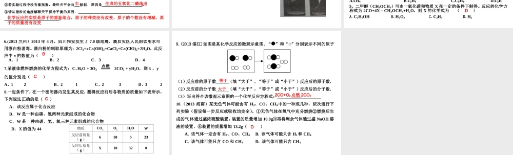 （高分突破 考前最后冲刺）2014届中考化学 考点6 质量守恒定律课件（中考导航+命题趋势+重难点突破）