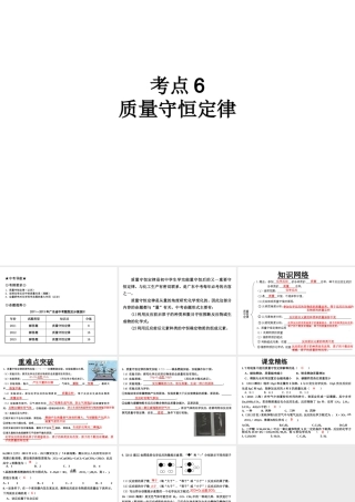 （高分突破 考前最后冲刺）2014届中考化学 考点6 质量守恒定律课件（中考导航+命题趋势+重难点突破）