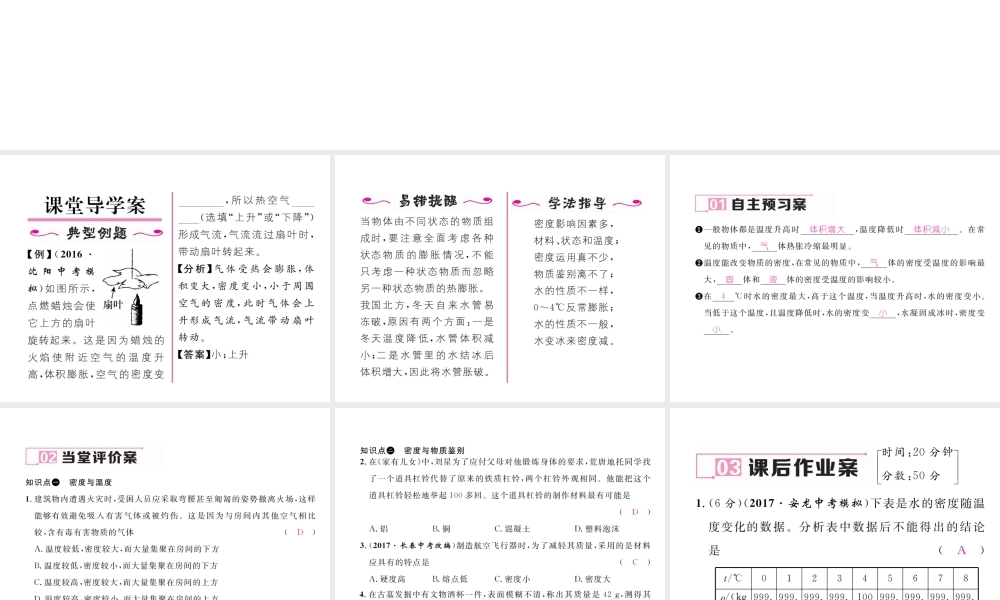 （黔西南地区）八年级物理上册 6.4 密度与社会生活作业课件 （新版）新人教版-（新版）新人教版初中八年级上册物理课件