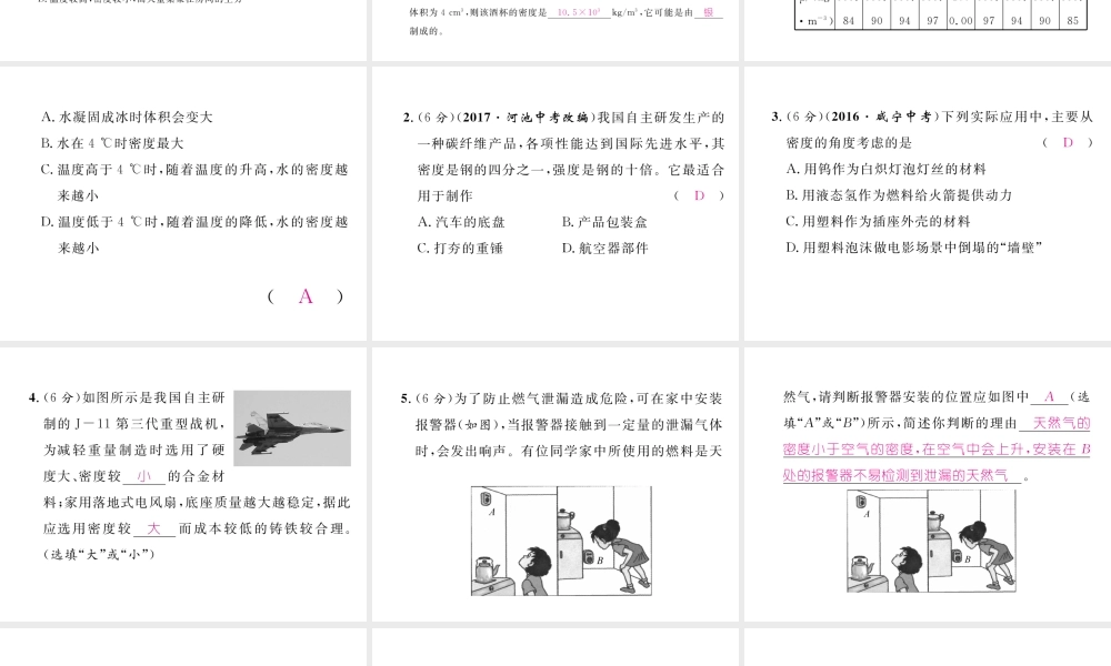 （黔西南地区）八年级物理上册 6.4 密度与社会生活作业课件 （新版）新人教版-（新版）新人教版初中八年级上册物理课件
