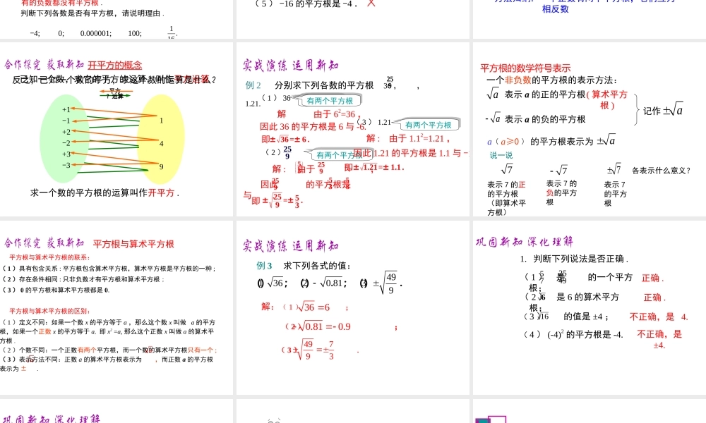 （黔西南级数学下册 6.1 平方根 第3课时 平方根课件 （新版）新人教版-（新版）新人教级下册数学课件