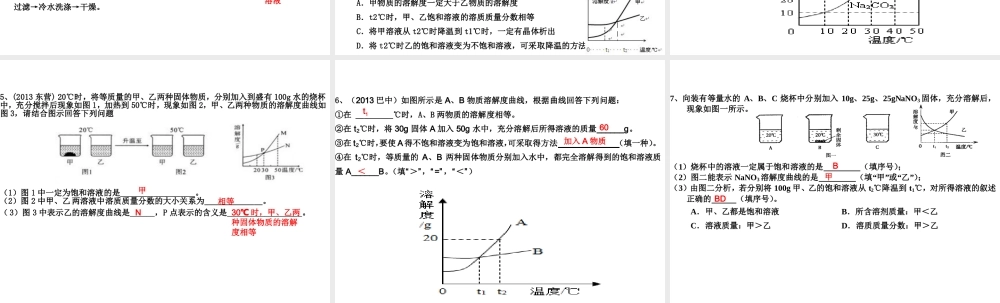 （高分突破 考前最后冲刺）2014届中考化学 考点12 溶解度与溶解度曲线课件（中考导航+命题趋势+重难点突破）