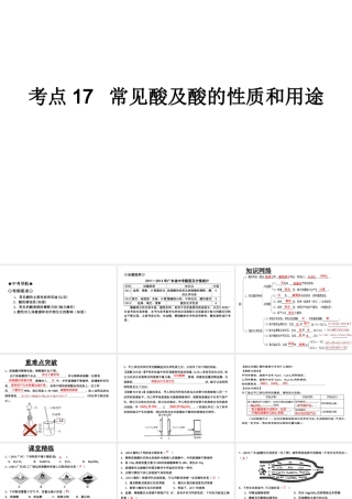 （高分突破 考前最后冲刺）2014届中考化学 考点17 常见酸及酸的性质和用途课件（中考导航+命题趋势+重难点突破）