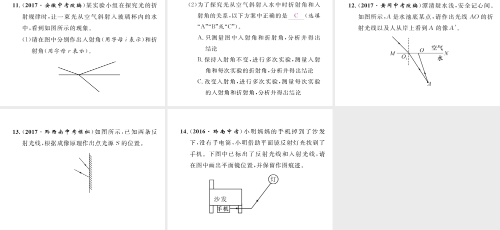 （黔西南地区）八年级物理上册 小专题二 光学作图作业课件 （新版）新人教版-（新版）新人教版初中八年级上册物理课件