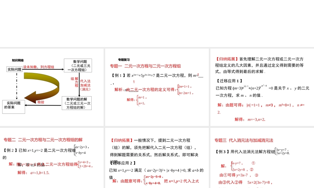 （黔西南级数学下册 8 二元一次方程组小结与复习课件 （新版）新人教版-（新版）新人教级下册数学课件