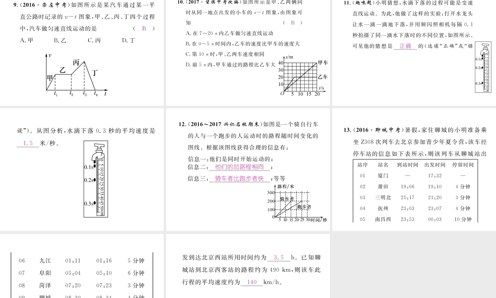 （黔西南地区）八年级物理上册 小专题一 物体运动的描述作业课件 （新版）新人教版-（新版）新人教版初中八年级上册物理课件