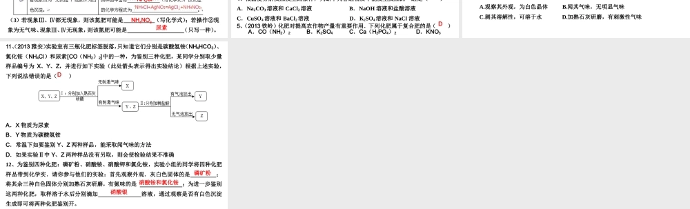 （高分突破 考前最后冲刺）2014届中考化学 考点21 盐的化学性质和化学肥料课件（中考导航+命题趋势+重难点突破）