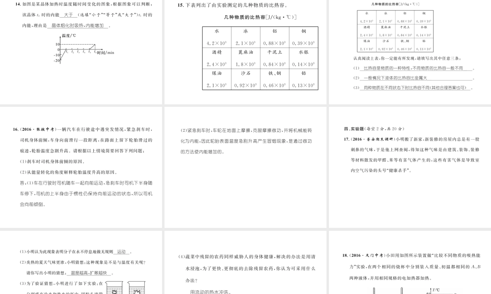 （黔西南地区）秋九年级物理全册 第13章 内能达标测试卷课件 （新版）新人教版-（新版）新人教版初中九年级全册物理课件