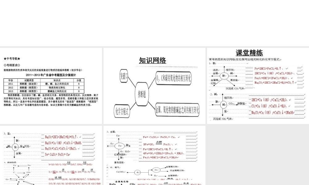 （高分突破 考前最后冲刺）2014届中考化学 考点30 推断题课件（中考导航+命题趋势+重难点突破）